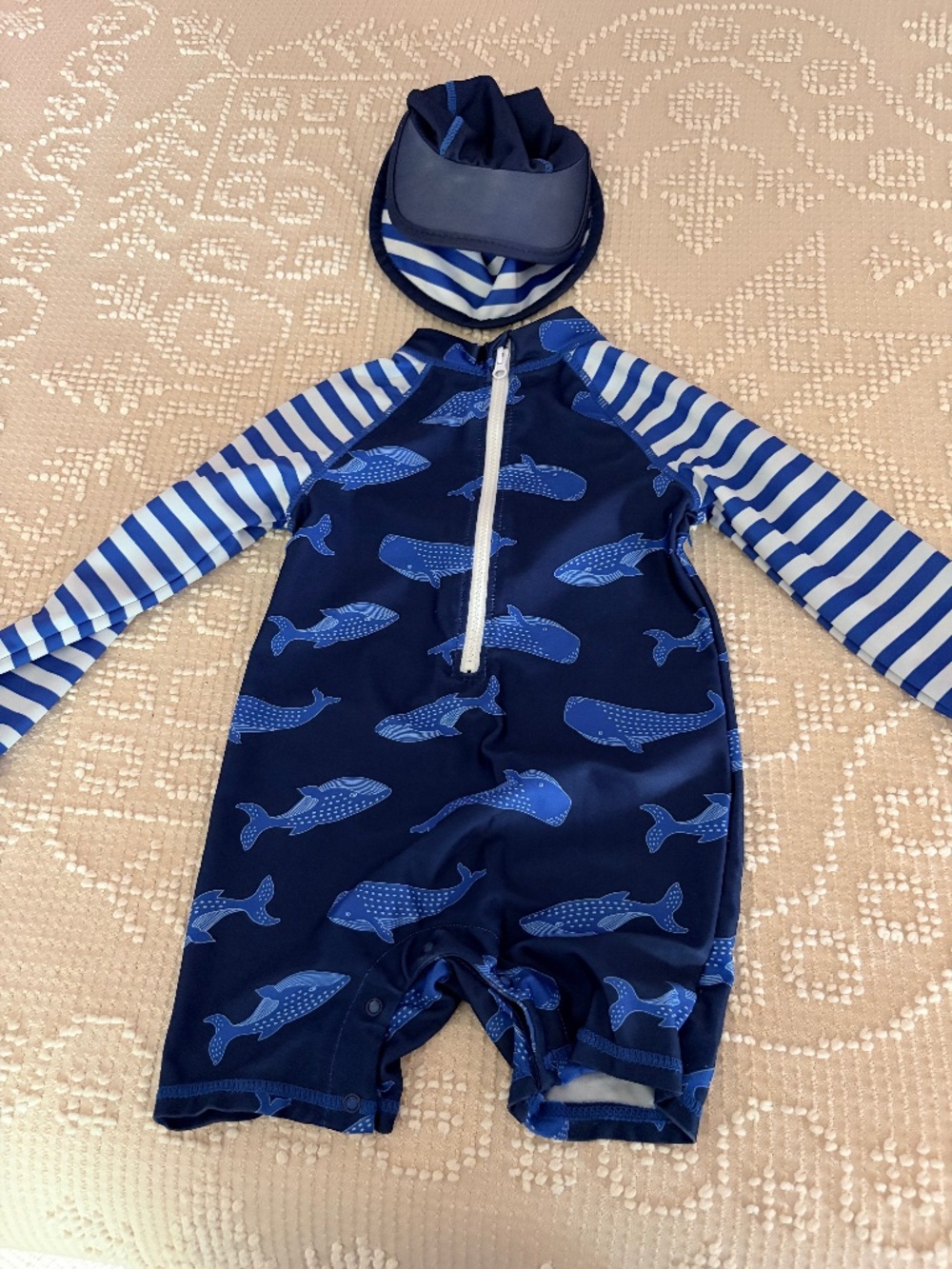 Little Lad 24m Rash Guard Swimsuit with Sun Hat
